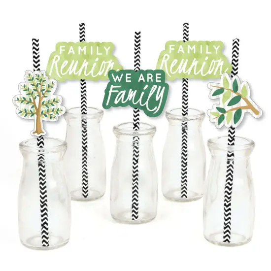 Big Dot of Happiness Family Tree Reunion - Paper Straw Decor - Family Gathering Party Striped Decorative Straws - Set of 24 {1}