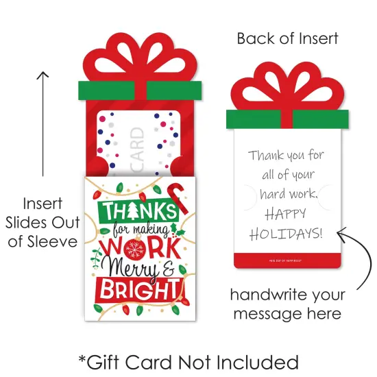Big Dot of Happiness Co-Worker Appreciation - Christmas Thank You Employee Staff Money and Gift Card Sleeves - Nifty Gifty Card Holders - Set of 8 {7}