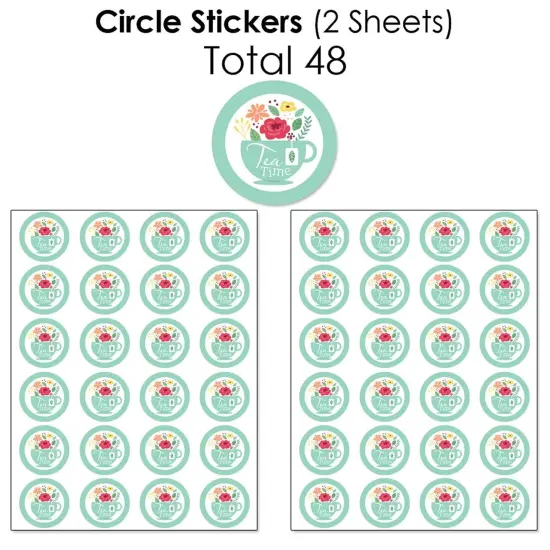 Big Dot of Happiness Floral Let's Par-Tea - Garden Tea Party Candy Favor Sticker Kit - 304 Pieces {7}