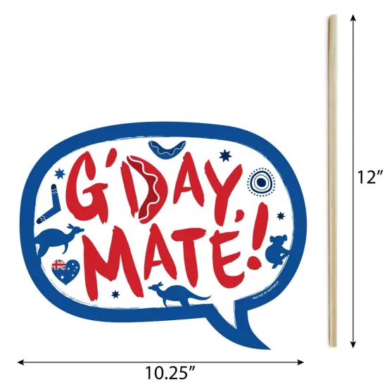 Big Dot of Happiness Funny Australia Day - G'Day Mate Aussie Party Photo Booth Props Kit - 10 Piece {6}