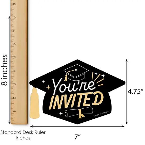 Big Dot of Happiness Hello College Graduation Party Invitations - Shaped Fill-In Invite Cards with Envelopes - Set of 12 {7}
