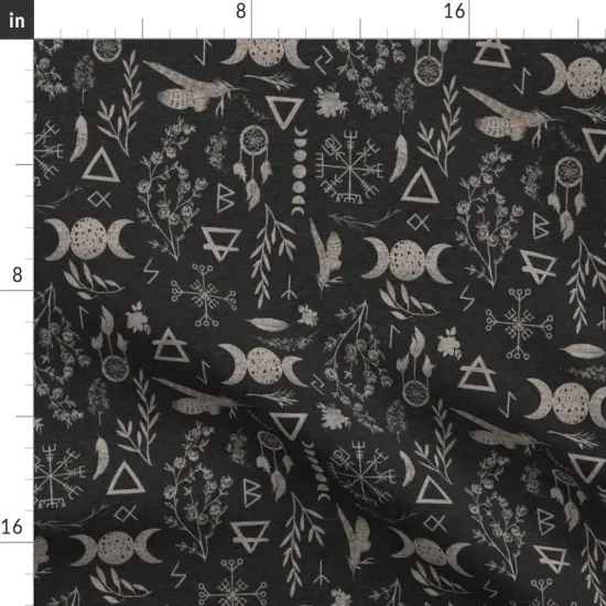 Various Fabrics by the Yard or Fat Quarter Feminine Magic Moon Pagan Black Witch Custom Printed Fabric by Spoonflower {2}
