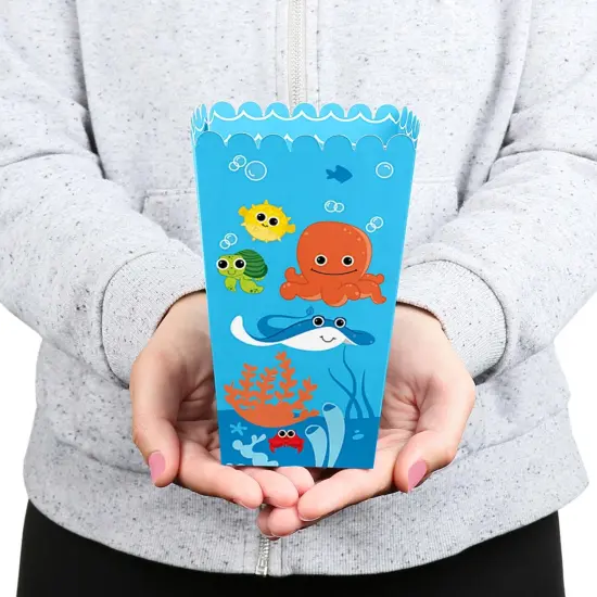 Big Dot of Happiness Under the Sea Critters - Baby Shower or Birthday Party Favor Popcorn Treat Boxes - Set of 12 {6}