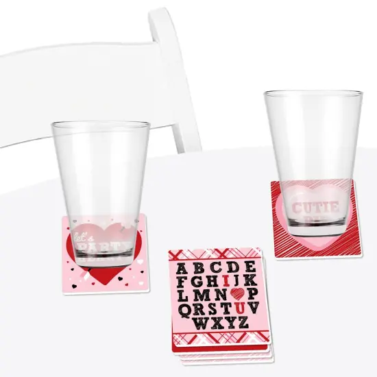 Big Dot of Happiness Conversation Hearts - Funny Valentine's Day Party Decorations - Drink Coasters - Set of 6 {4}