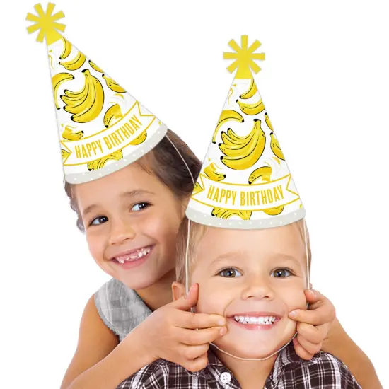 Big Dot of Happiness Let&rsquo;s Go Bananas - Cone Happy Birthday Party Hats for Kids and Adults - Set of 8 (Standard Size) {3}