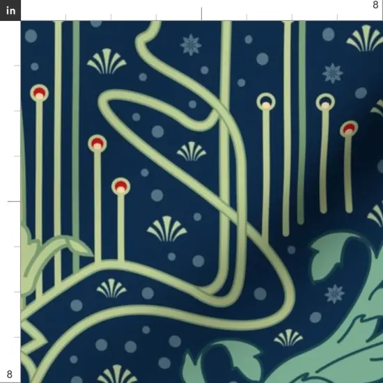 Various Fabrics by the Yard or Fat Quarter Art Nouveau Whimsical Floral Vintage Inspired Red Poppies Luxe Deco Custom Printed Fabric by Spoonflower {4}