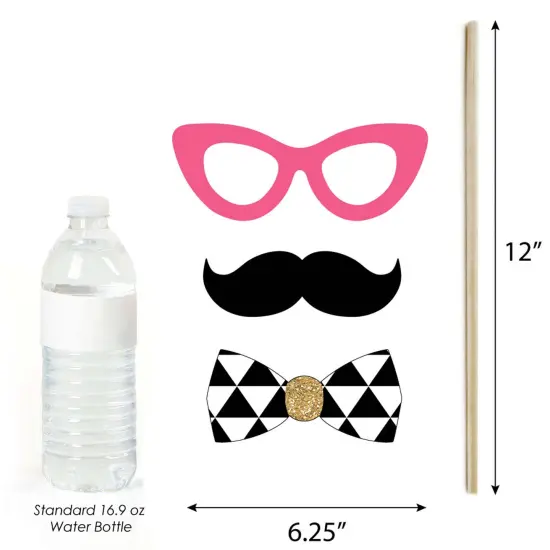 Big Dot of Happiness Chic 13th Birthday - Pink, Black and Gold - Photo Booth Props Kit - 20 Count {6}