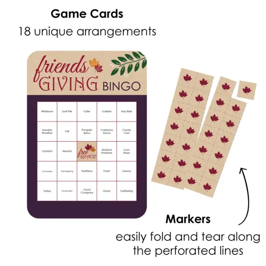 Big Dot of Happiness Friends Thanksgiving Feast - Bingo Cards and Markers - Friendsgiving Party Bingo Game - Set of 18 {3}