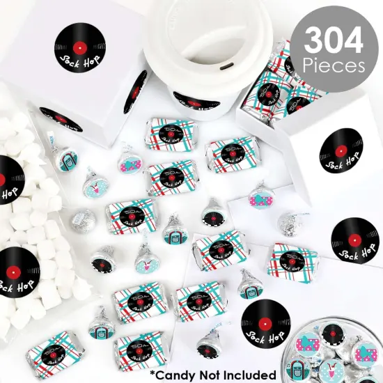 Big Dot of Happiness 50's Sock Hop - 1950s Rock N Roll Party Candy Favor Sticker Kit - 304 Pieces {3}