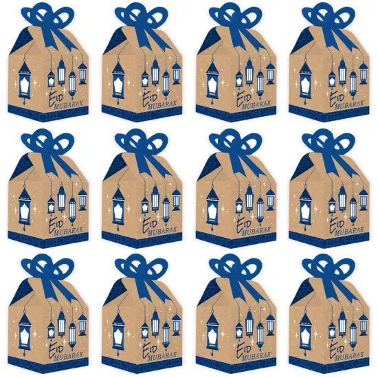 Big Dot of Happiness Eid Mubarak - Square Favor Gift Boxes - Ramadan Party Bow Boxes - Set of 12 {6}