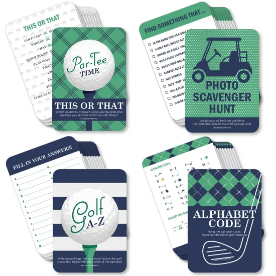 Big Dot of Happiness Par-Tee Time - Golf - 4 Birthday or Retirement Party Games - 10 Cards Each - Gamerific Bundle {1}