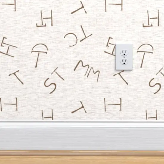 Peel & Stick Wallpaper 2FT Wide Soft Brown Cattle Cow Ranch Farm Brand Beige Animal Custom Removable Wallpaper by Spoonflower {4}