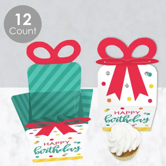 Big Dot of Happiness Colorful Happy Birthday - Square Favor Gift Boxes - Birthday Party Bow Boxes - Set of 12 {4}