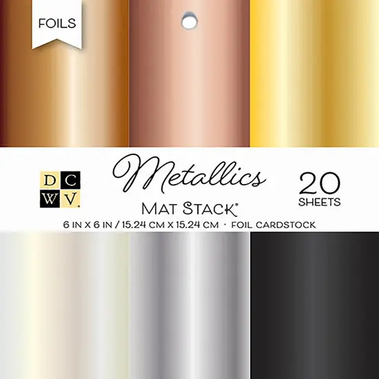 DCWV Single-Sided Cardstock Stack 6"X6" 20/Pkg-Metallics Foil Solid, 6 Colors {1}