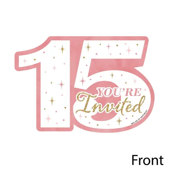 Big Dot of Happiness Mis Quince Anos - Shaped Fill-in Invitations - Quinceanera Sweet 15 Birthday Party Invitation Cards with Envelopes - Set of 12 {4}