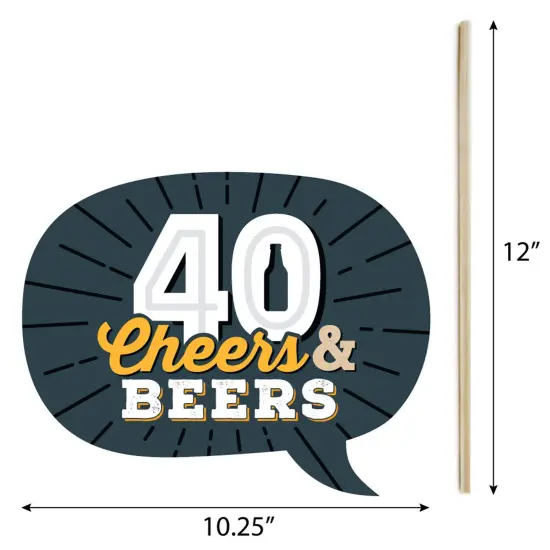 Big Dot of Happiness Cheers and Beers to 40 Years - 40th Birthday Party Photo Booth Props Kit - 20 Count {7}