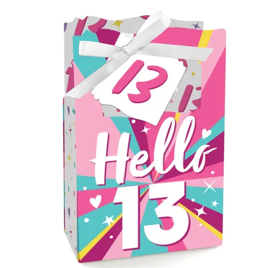 Big Dot of Happiness Girl 13th Birthday - Official Teenager Birthday Party Favor Boxes - Set of 12 {1}