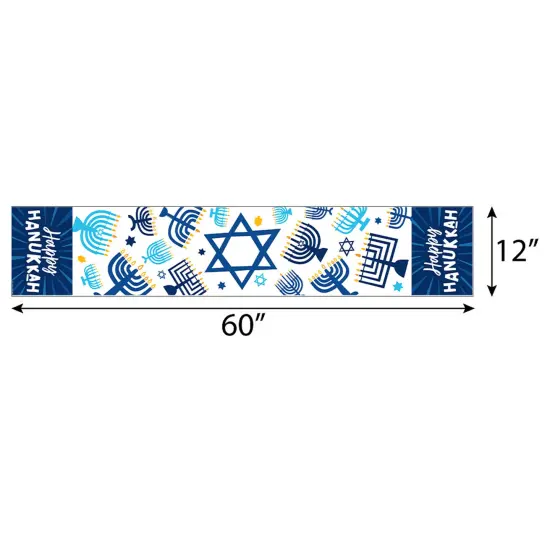 Big Dot of Happiness Hanukkah Menorah - Petite Chanukah Holiday Party Paper Table Runner - 12 x 60 inches {4}