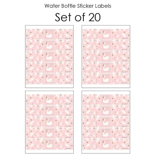 Big Dot of Happiness Swan Soiree - White Swan Baby Shower or Birthday Party Water Bottle Sticker Labels - Set of 20 {4}