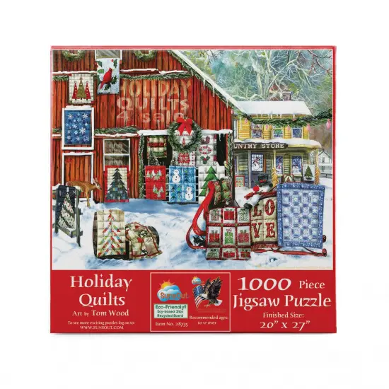 Sunsout Holiday Quilts 1000 pc Christmas Jigsaw Puzzle 28735 {4}