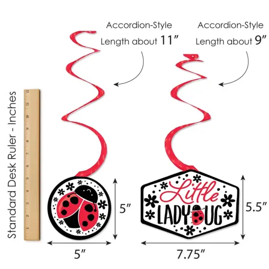 Big Dot of Happiness Happy Little Ladybug - Baby Shower or Birthday Party Hanging Decor - Party Decoration Swirls - Set of 40 {7}