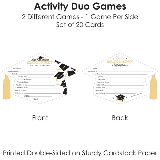 Big Dot of Happiness Goodbye High School, Hello College - 2-in-1 Graduation Party Cards - Activity Duo Games - Set of 20 {6}