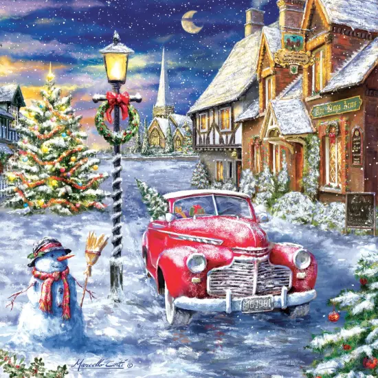 Sunsout A Red Car for Christmas 500 pc Christmas Jigsaw Puzzle 60668 {1}