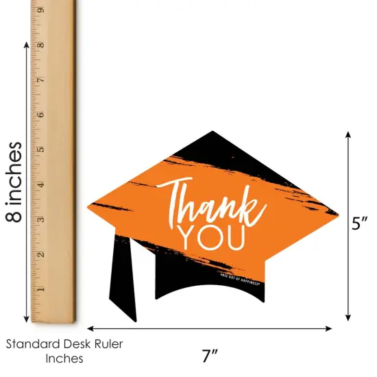 Big Dot of Happiness Orange Grad - Best is Yet to Come - Shaped Thank You Cards - Orange Grad Party Thank You Note Cards with Envelopes - Set of 12 {7}
