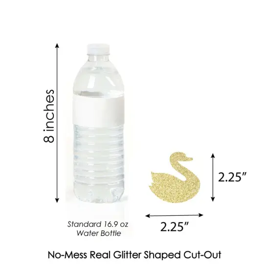 Big Dot of Happiness Gold Glitter Swan - No-Mess Real Gold Glitter Cut-Outs - White Swan Baby Shower or Birthday Party Confetti - Set of 24 {4}