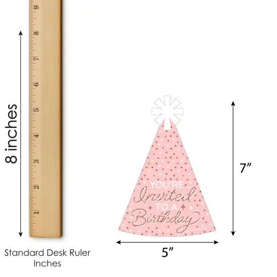 Big Dot of Happiness Pink Rose Gold Birthday - Shaped Fill-In Invitations - Happy Birthday Party Invitation Cards with Envelopes - Set of 12 {7}