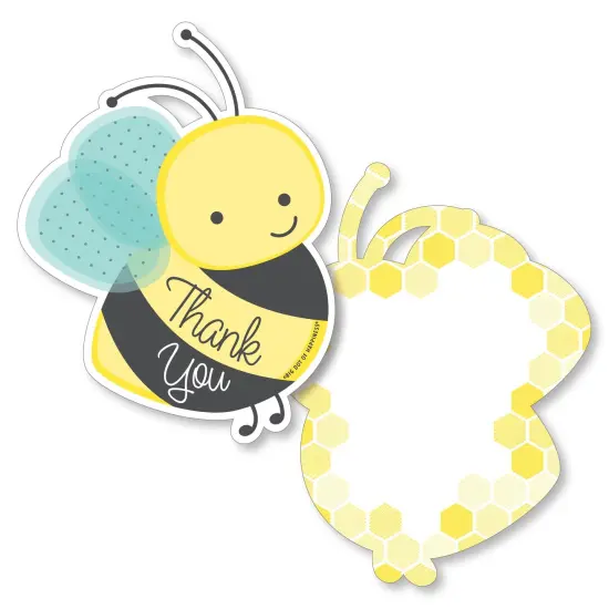 Big Dot of Happiness Honey Bee - Shaped Thank You Cards - Baby Shower or Birthday Party Thank You Note Cards with Envelopes - Set of 12 {1}