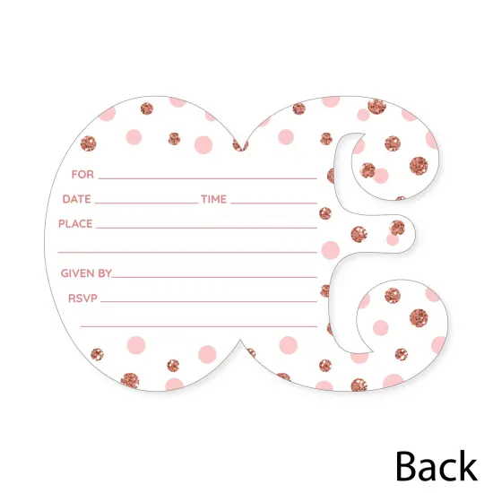 Big Dot of Happiness 30th Pink Rose Gold Birthday - Shaped Fill-In Invitations - Happy Birthday Party Invitation Cards with Envelopes - Set of 12 {6}