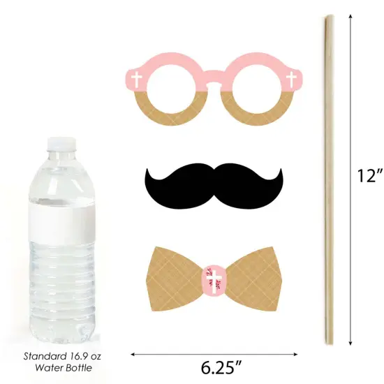 Big Dot of Happiness Confirmation Pink Elegant Cross - Girl Religious Party Photo Booth Props Kit - 20 Count {6}