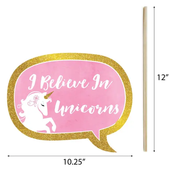 Big Dot of Happiness Rainbow Unicorn - Magical Unicorn Baby Shower or Birthday Party Photo Booth Props Kit - 20 Count {7}