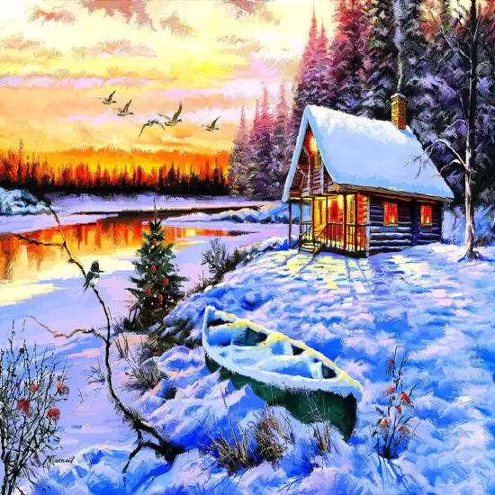 Sunsout Log Cabin 550 pc Jigsaw Puzzle 52766 {1}