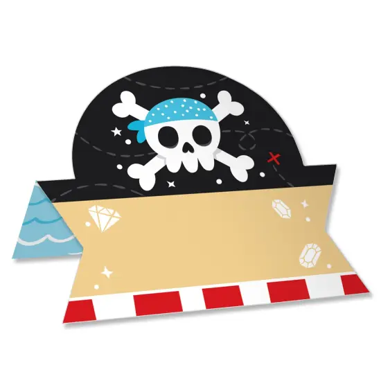 Big Dot of Happiness Pirate Ship Adventures - Skull Birthday Party Tent Buffet Card - Table Setting Name Place Cards - Set of 24 {1}