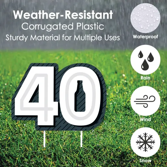 Big Dot of Happiness Cheers and Beers to 40 Years - Forty Shaped Lawn Decorations - Outdoor 40th Birthday Party Yard Decorations - 10 Piece {6}