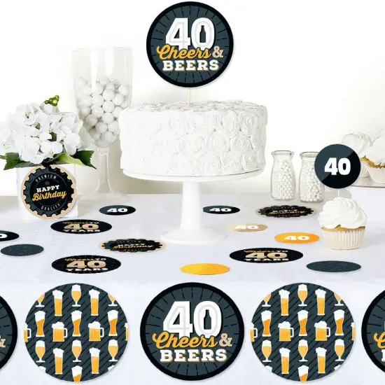 Big Dot of Happiness Cheers and Beers to 40 Years - 40th Birthday Party Giant Circle Confetti - Party Decorations - Large Confetti 27 Count {6}