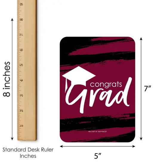 Big Dot of Happiness Maroon Grad - Best is Yet to Come - Bingo Cards and Markers - Burgundy Graduation Party Shaped Bingo Game - Set of 18 {6}
