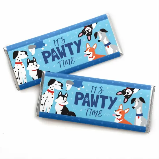 Big Dot of Happiness Pawty Like a Puppy - Candy Bar Wrapper Dog Baby Shower or Birthday Party Favors - Set of 24 {1}