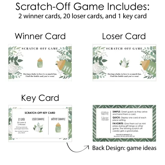Big Dot of Happiness Boho Botanical Baby - Greenery Baby Shower Game Scratch Off Cards - 22 Count {6}