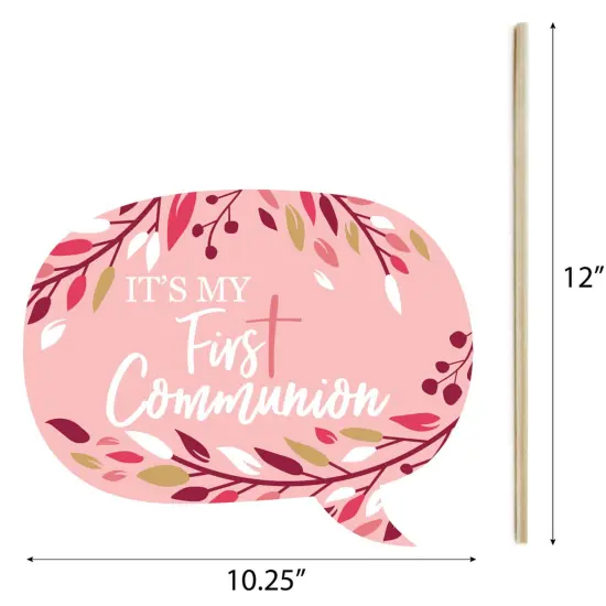 Big Dot of Happiness First Communion Pink Elegant Cross - Girl Religious Party Photo Booth Props Kit - 20 Count {7}