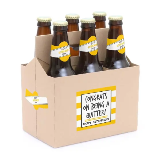 Big Dot of Happiness Retirement Party - Decorations for Women and Men - 6 Beer Bottle Label Stickers and 1 Carrier {3}