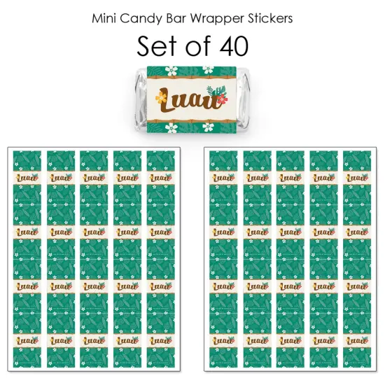 Big Dot of Happiness Tropical Luau - Mini Candy Bar Wrapper Stickers - Hawaiian Beach Party Small Favors - 40 Count {4}