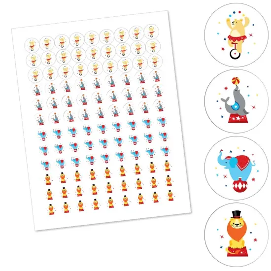 Big Dot of Happiness Carnival - Step Right Up Circus - Carnival Themed Round Candy Sticker Favors - Labels Fits Chocolate Candy (1 sheet of 108) {3}