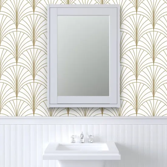 Pre-Pasted Wallpaper 2FT Wide Art Deco Nouveau Floral Minimal Vintage Luxury Geometric Custom Pre-pasted Wallpaper by Spoonflower {6}