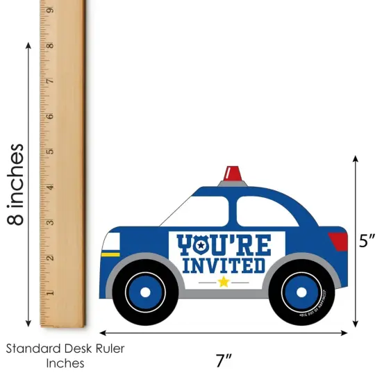 Big Dot of Happiness Calling All Units - Police - Shaped Fill-In Invites - Cop Birthday Party or Baby Shower Invite Cards with Envelopes - Set of 12 {7}