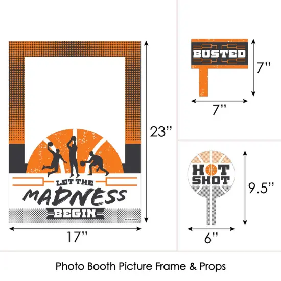 Big Dot of Happiness Basketball - Let The Madness Begin - College Basketball Party Photo Booth Picture Frame & Props - Printed on Sturdy Material {6}