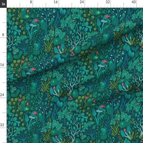 Various Fabrics by the Yard or Fat Quarter Emerald Forest Fairy Woodland Creatures Green Nature Trees Crystals Magical Mystical Custom Printed Fabric by Spoonflower {1}