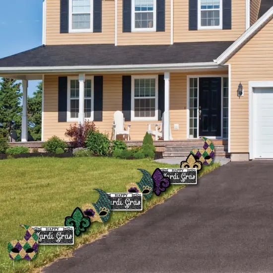 Big Dot of Happiness Mardi Gras - Mask and Fleur De Lis Lawn Decorations - Outdoor Masquerade Party Yard Decorations - 10 Piece {4}